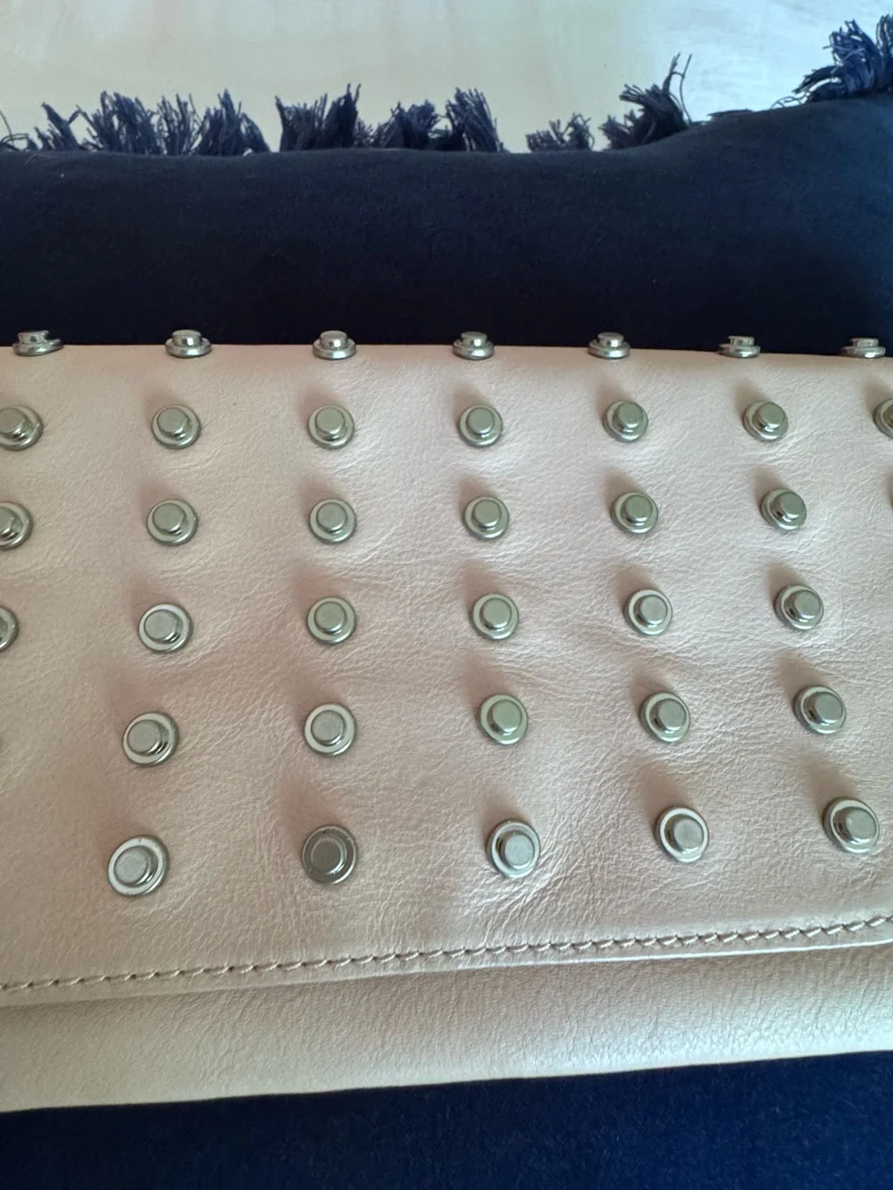 Olivia Harris Blush Studded Envelope Clutch